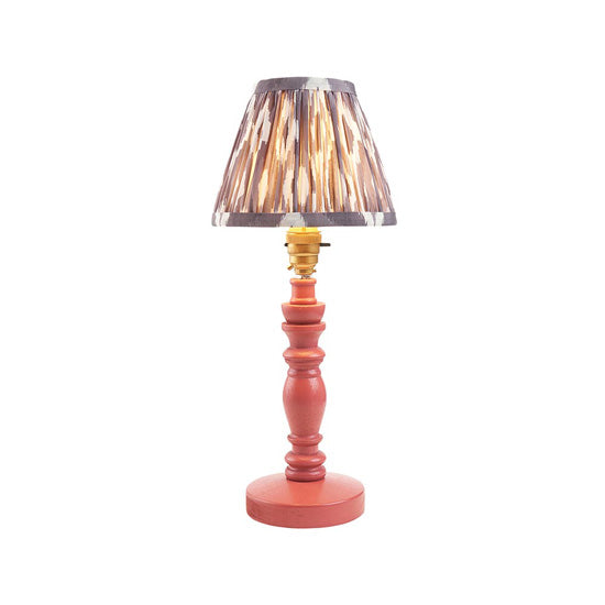 Bibury And Ikat 16cm Pearl Grey Fabric Shade Table Lamp In Satin Pink Clay