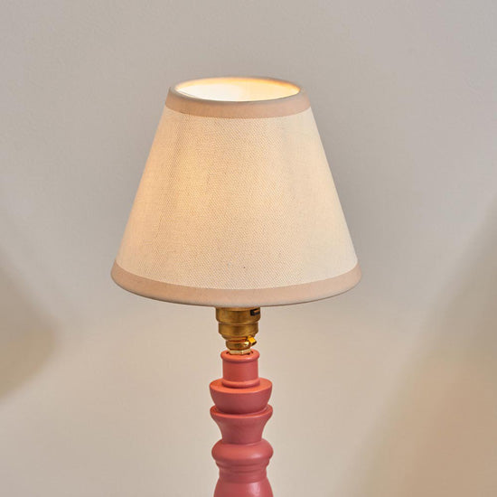 Bibury And Ivy 16cm Vintage White Fabric Shade Table Lamp In Satin Pink Clay