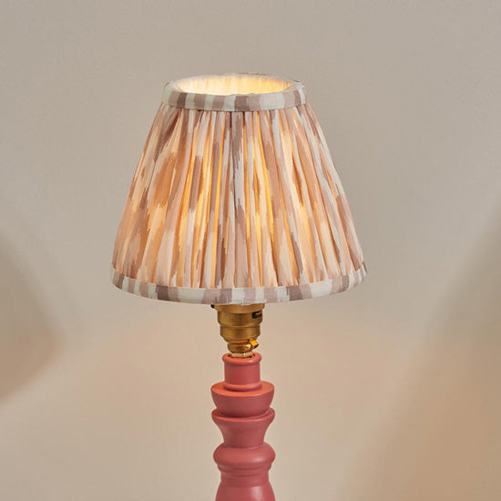 Bibury And Ikat 16cm Neutral Fabric Shade Table Lamp In Satin Pink Clay