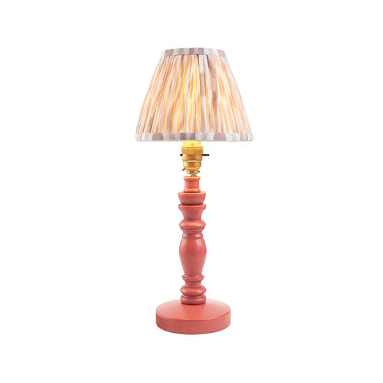 Bibury And Ikat 16cm Neutral Fabric Shade Table Lamp In Satin Pink Clay