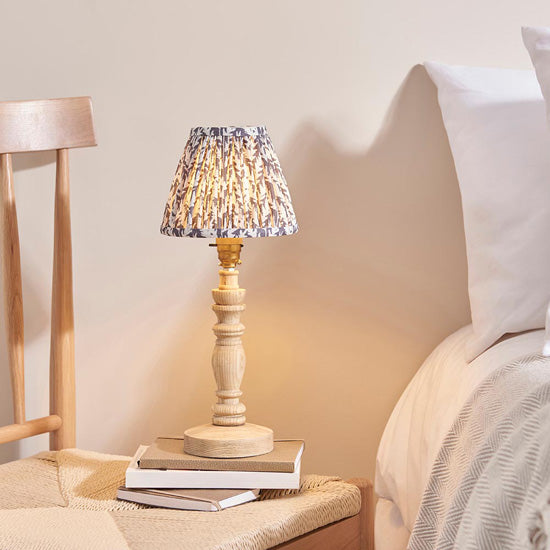 Bibury And Leaf 16cm Pearl Grey Fabric Shade Table Lamp In Natural Ash