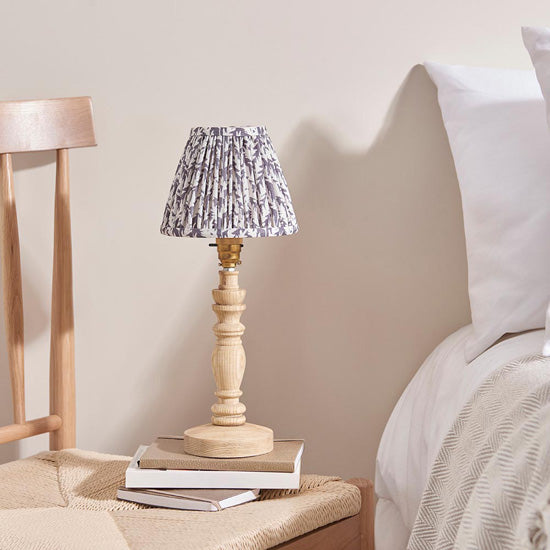 Bibury And Leaf 16cm Pearl Grey Fabric Shade Table Lamp In Natural Ash