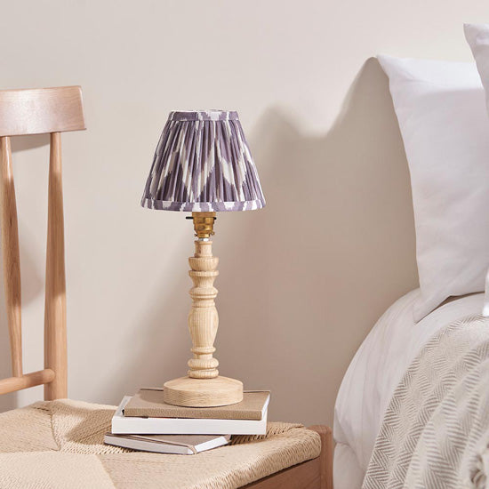 Bibury And Zigzag 16cm Pearl Grey Fabric Shade Table Lamp In Natural Ash