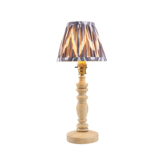 Bibury And Zigzag 16cm Pearl Grey Fabric Shade Table Lamp In Natural Ash