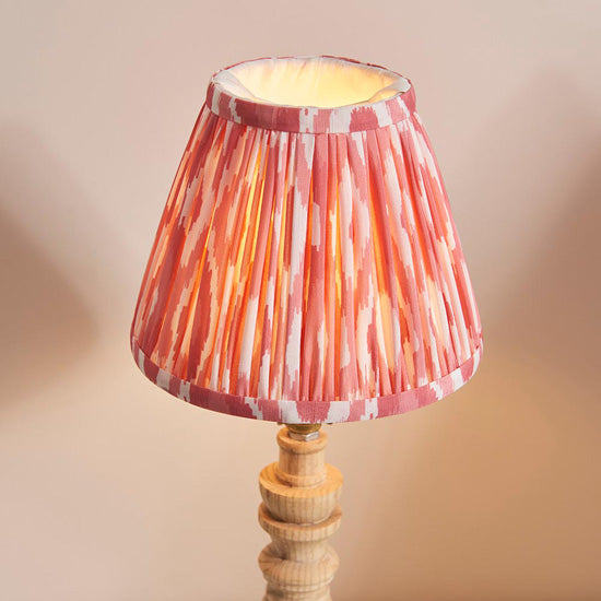 Bibury And Ikat 16cm Coral Pink Fabric Shade Table Lamp In Natural Ash