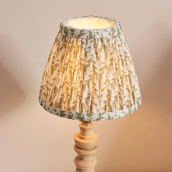 Bibury And Leaf 16cm Herb Garden Green Fabric Shade Table Lamp In Natural Ash