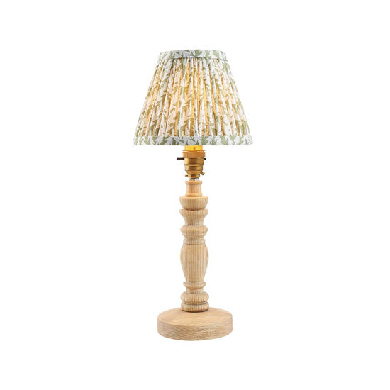 Bibury And Leaf 16cm Herb Garden Green Fabric Shade Table Lamp In Natural Ash