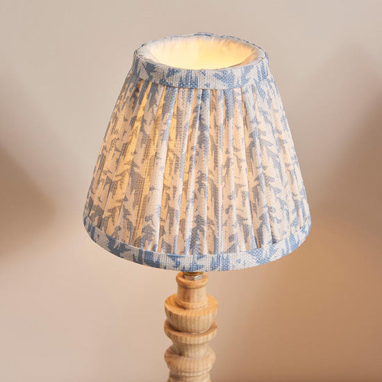 Bibury And Leaf 16cm Shell Bay Blue Fabric Shade Table Lamp In Natural Ash