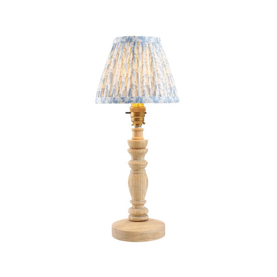 Bibury And Leaf 16cm Shell Bay Blue Fabric Shade Table Lamp In Natural Ash