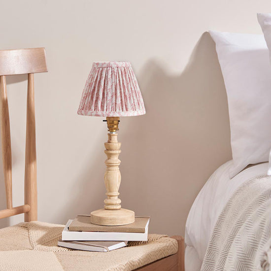 Bibury And Leaf 16cm Peachy Keen Fabric Shade Table Lamp In Natural Ash