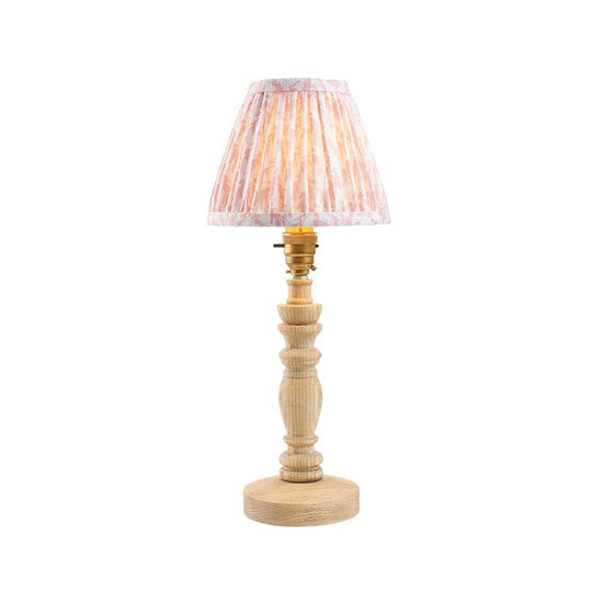 Bibury And Leaf 16cm Peachy Keen Fabric Shade Table Lamp In Natural Ash