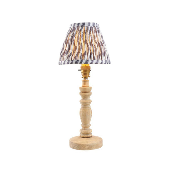 Bibury And Ripple 16cm Pearl Grey Fabric Shade Table Lamp In Natural Ash