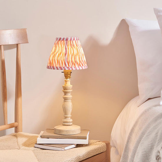 Bibury And Ripple 16cm Coral Pink Fabric Shade Table Lamp In Natural Ash