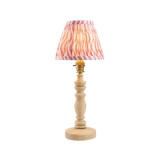 Bibury And Ripple 16cm Coral Pink Fabric Shade Table Lamp In Natural Ash