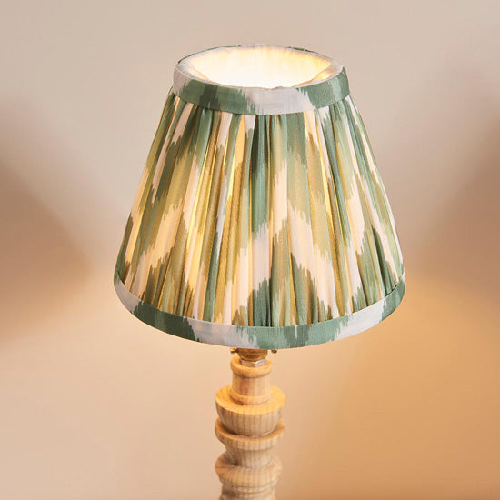 Bibury And Zigzag 16cm Cotswold Green Fabric Shade Table Lamp In Natural Ash