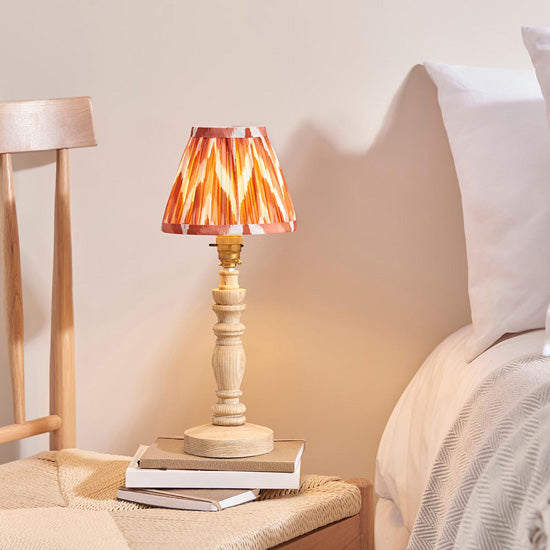 Bibury And Zigzag 16cm Apricot Orange Fabric Shade Table Lamp In Natural Ash