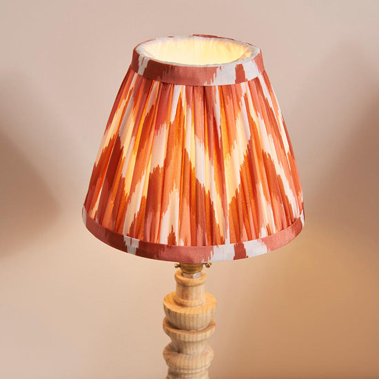 Bibury And Zigzag 16cm Apricot Orange Fabric Shade Table Lamp In Natural Ash