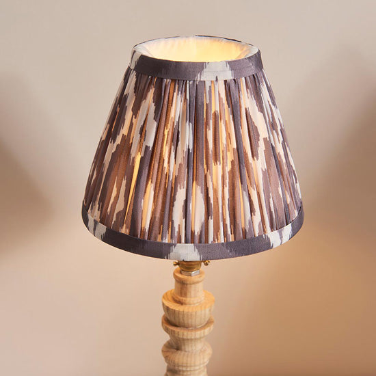 Bibury And Ikat 16cm Pearl Grey Fabric Shade Table Lamp In Natural Ash