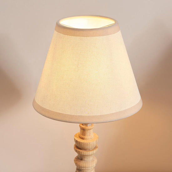 Bibury And Ivy 16cm Vintage White Fabric Shade Table Lamp In Natural Ash