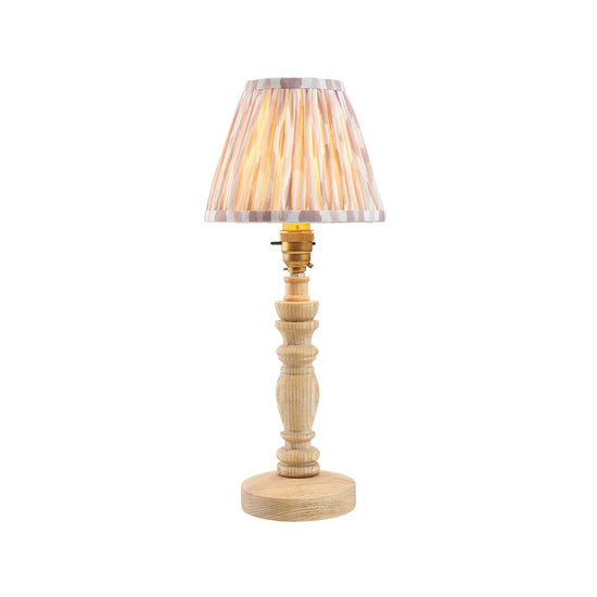 Bibury And Ikat 16cm Neutral Fabric Shade Table Lamp In Natural Ash