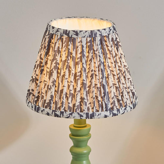 Bibury And Leaf 20cm Pearl Grey Fabric Shade Table Lamp In Satin Cotswold Green