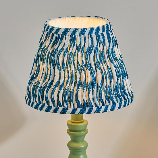 Bibury And Ripple 20cm Marlin Blue Fabric Shade Table Lamp In Satin Cotswold Green