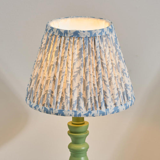 Bibury And Leaf 20cm Shell Bay Blue Fabric Shade Table Lamp In Satin Cotswold Green