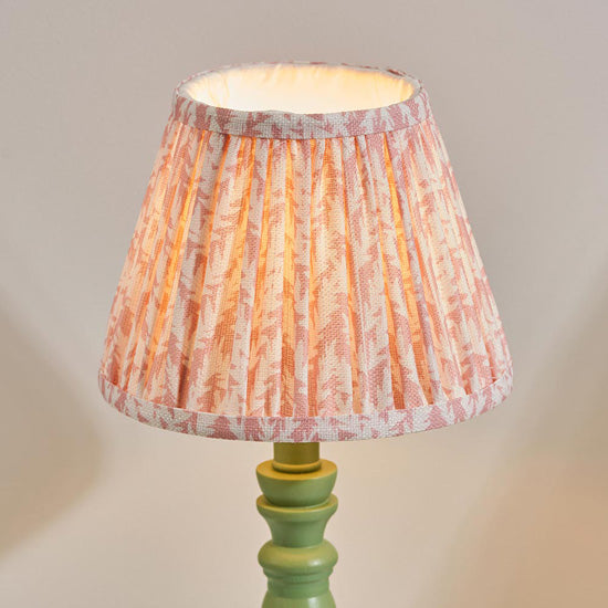 Bibury And Leaf 20cm Peachy Keen Fabric Shade Table Lamp In Satin Cotswold Green