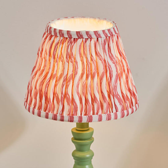 Bibury And Ripple 20cm Coral Pink Fabric Shade Table Lamp In Satin Cotswold Green