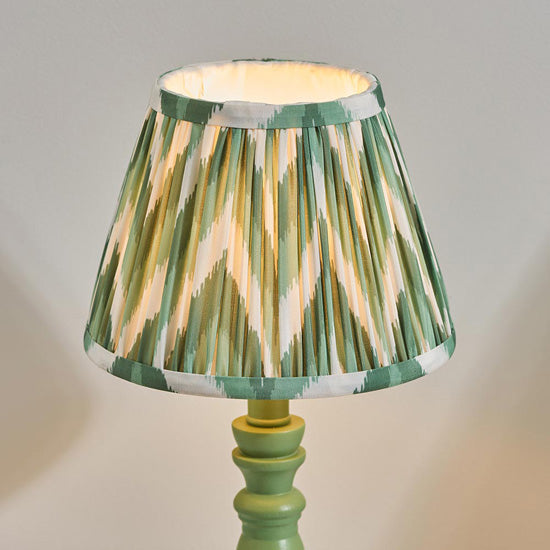 Bibury And Zigzag 20cm Costswold Green Fabric Shade Table Lamp In Satin Cotswold Green