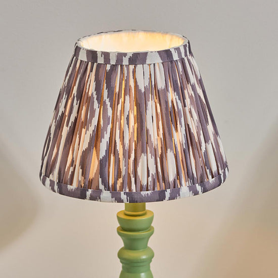 Bibury And Ikat 20cm Pearl Grey Fabric Shade Table Lamp In Satin Cotswold Green