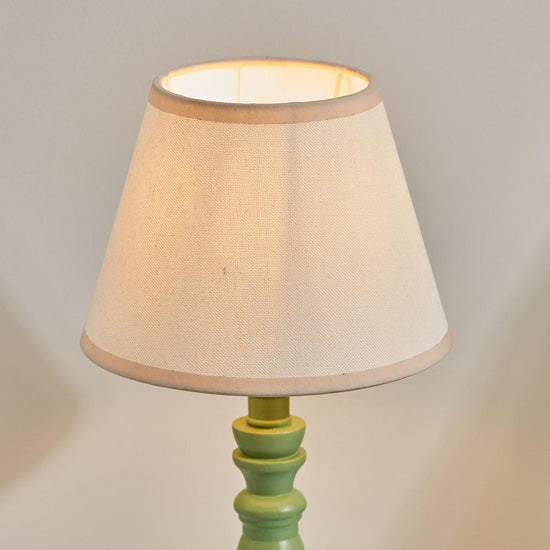 Bibury And Ivy 20cm Vintage White Fabric Shade Table Lamp In Satin Cotswold Green