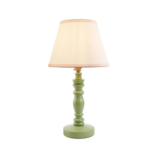 Bibury And Ivy 20cm Vintage White Fabric Shade Table Lamp In Satin Cotswold Green