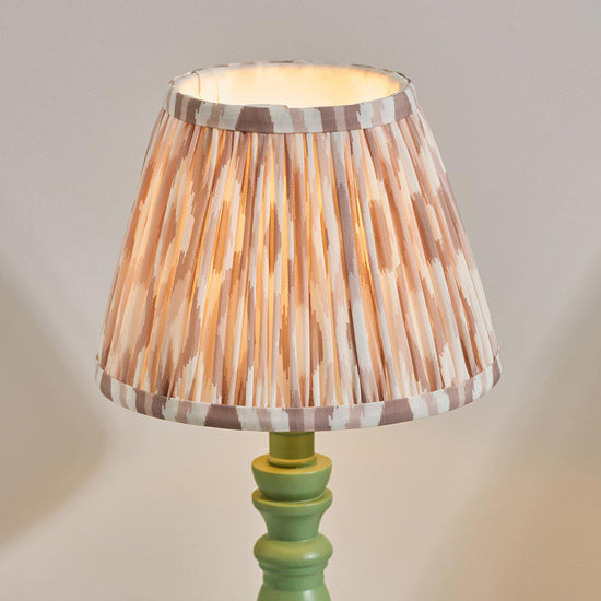 Bibury And Ikat 20cm Neutral Fabric Shade Table Lamp In Satin Cotswold Green