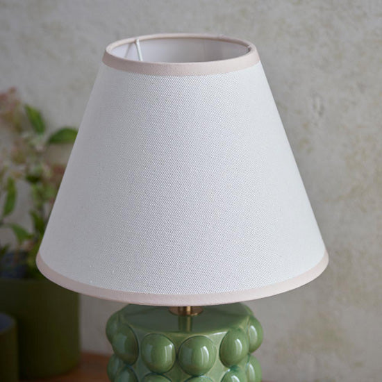 Bobble And Ivy 25cm Vintage White Fabric Shade Table Lamp In Olive Green Bobble Ceramic Base