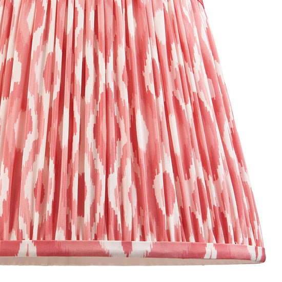 Bobble And Ikat 35cm Coral Pink Fabric Shade Table Lamp In Gloss White Ceramic Base