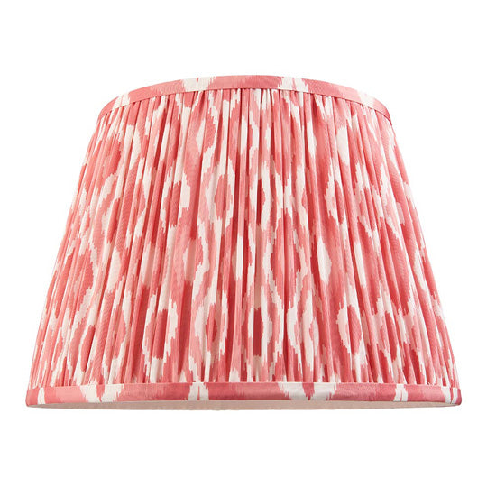 Bobble And Ikat 35cm Coral Pink Fabric Shade Table Lamp In Gloss White Ceramic Base