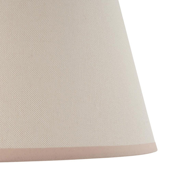 Bobble And Ivy 35cm Vintage White Fabric Shade Table Lamp In Gloss White Ceramic Base