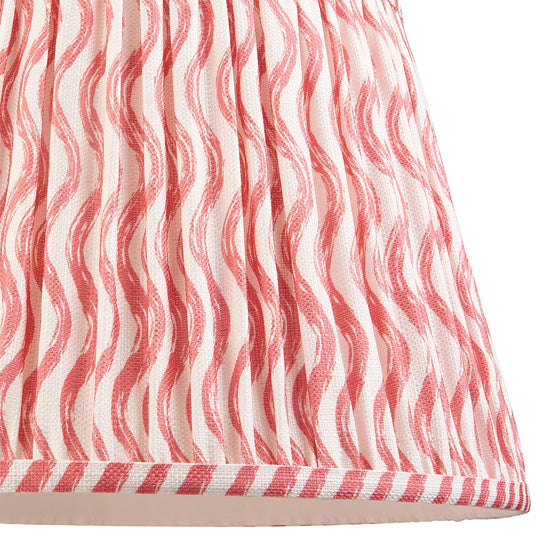 Bobble And Ripple 35cm Coral Pink Fabric Shade Table Lamp In Gloss White Ceramic Base