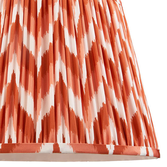 Bobble And Zigzag 35cm Apricot Orange Fabric Shade Table Lamp In Gloss White Ceramic Base