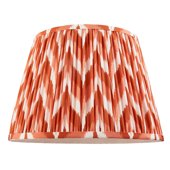 Bobble And Zigzag 35cm Apricot Orange Fabric Shade Table Lamp In Gloss White Ceramic Base