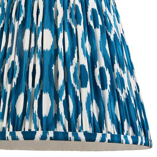 Bobble And Ikat 35cm Marlin Blue Fabric Shade Table Lamp In Gloss White Ceramic Base