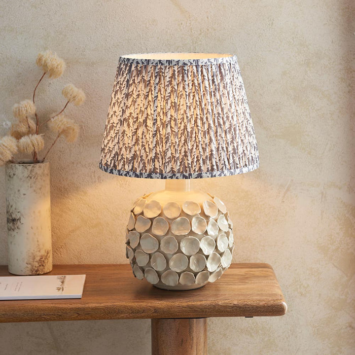 Borello And Leaf 35cm Pearl Grey Shade Table Lamp With Ivory Crackle Ceramic Base