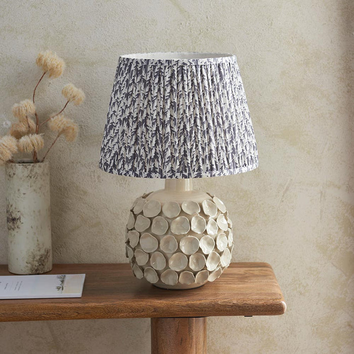 Borello And Leaf 35cm Pearl Grey Shade Table Lamp With Ivory Crackle Ceramic Base