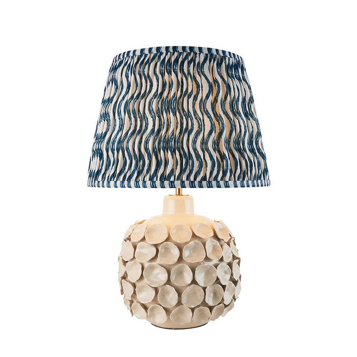 Borello And Ripple 35cm Marlin Blue Shade Table Lamp With Ivory Crackle Ceramic Base