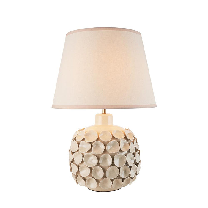 Borello And Ivy 35cm Pearl Grey Shade Table Lamp With Ivory Crackle Ceramic Base