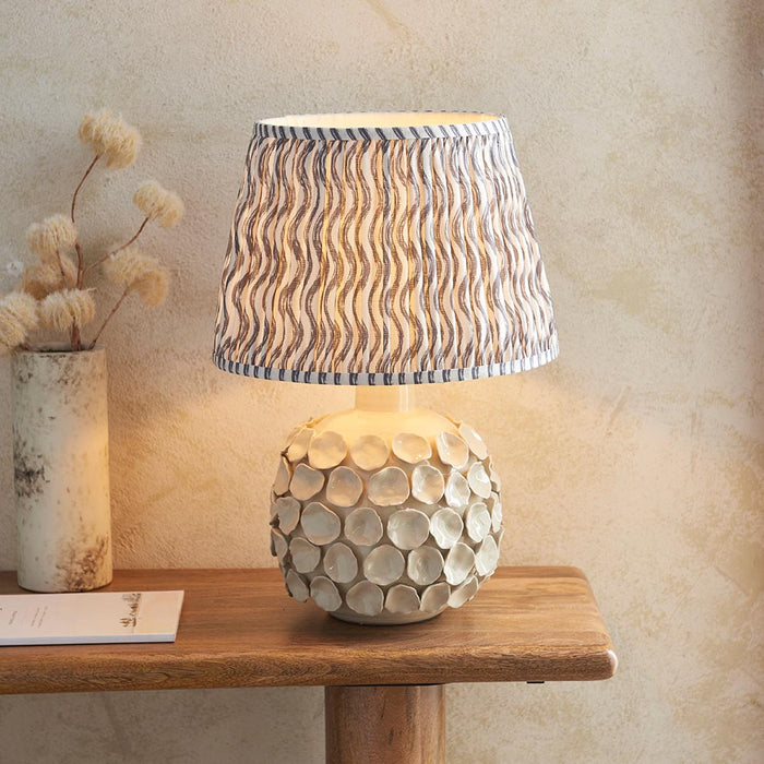 Borello And Ripple 35cm Pearl Grey Shade Table Lamp With Ivory Crackle Ceramic Base