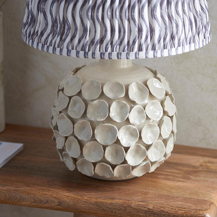 Borello And Ripple 35cm Pearl Grey Shade Table Lamp With Ivory Crackle Ceramic Base