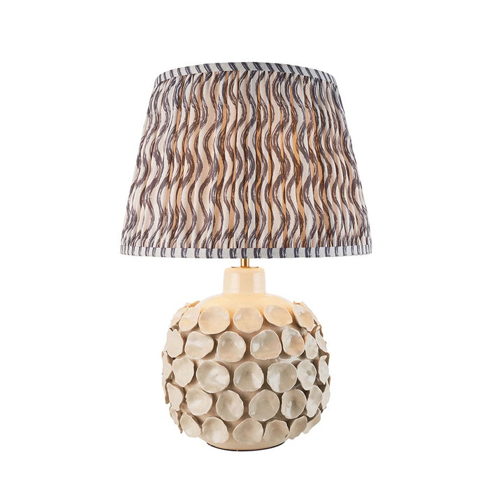 Borello And Ripple 35cm Pearl Grey Shade Table Lamp With Ivory Crackle Ceramic Base