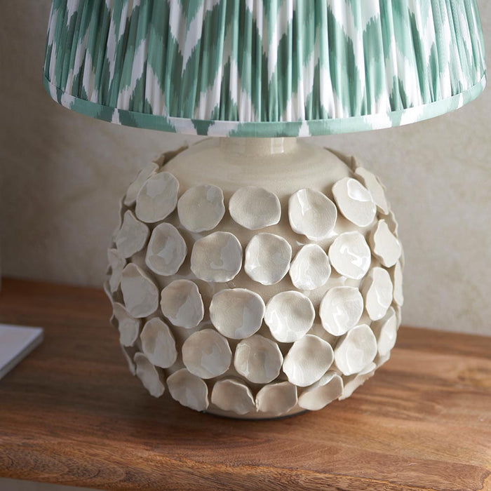 Borello And Zigzag 35cm Cotswold Green Shade Table Lamp With Ivory Crackle Ceramic Base